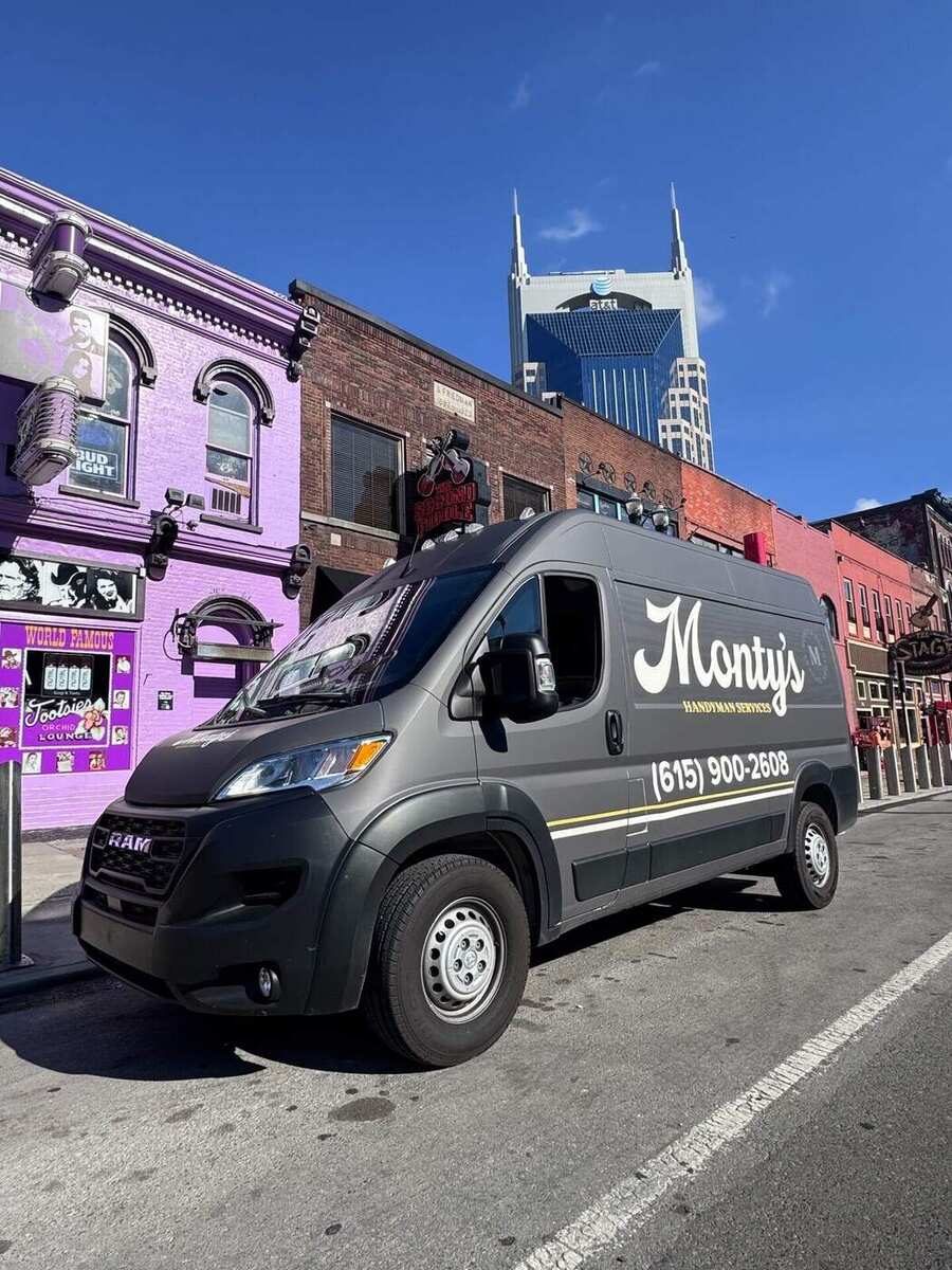 Monty's branded van on Nashville's Broadway